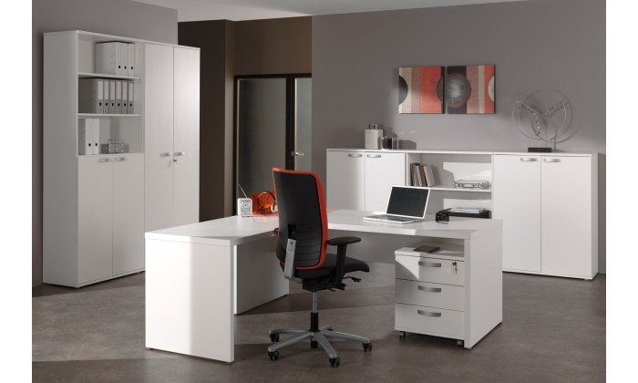 Ensemble de bureau contemporain blanc Octavia, Ensemble de bureau, BUREAU, BUREAU, Ensemble de bureau pas cher