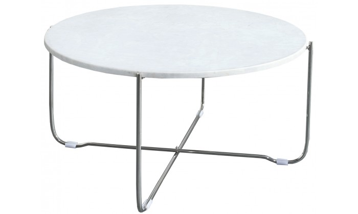 Table basse Noble marbre blanc argent