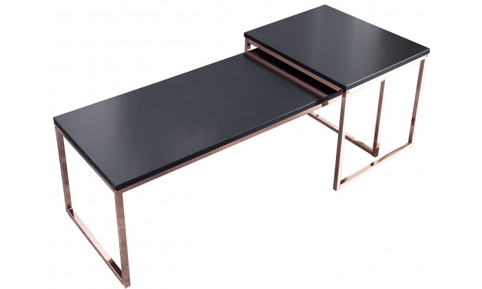 Table basse set de 2 cuivre noir