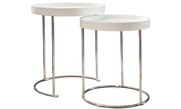 Table d'appoint Two-Way set de 2 blanc argent