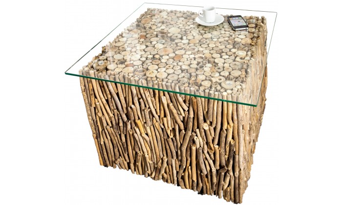 Table basse Fossil I 45cm bois flotté