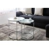 Table basse Art Déco, lot de 2, blanc chrome