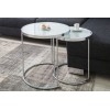 Table basse Art Déco, lot de 2, blanc chrome