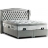 Lit boxspring avec coffre rangement matelas complete gris CARESSE