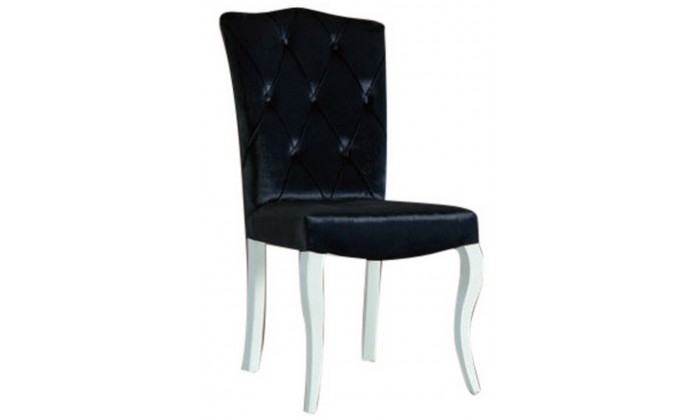 Chaise de salle à manger design velvet noir capitonnée GALBE