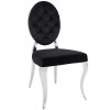 Chaises design pied baroque en acier inoxydable poli et recouvrement en velours noir BARONELI