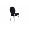 Chaises design pied baroque en acier inoxydable poli et recouvrement en velours noir BARONELI