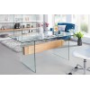 Bureau Onyx verre blanc chêne 160cm