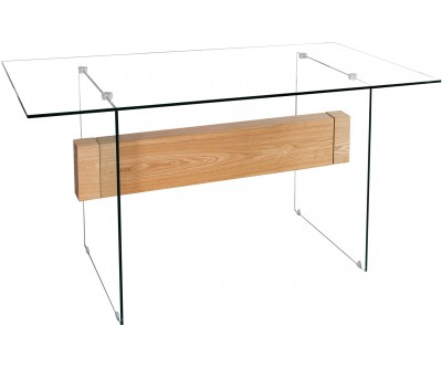 Bureau Onyx verre blanc chêne 160cm