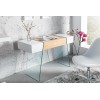 Console / bureau Onyx 120cm verre blanc chêne