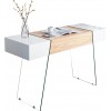 Console / bureau Onyx 120cm verre blanc chêne