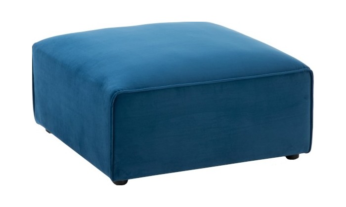 Pouf/Coin Carre Textile/Bois Bleu