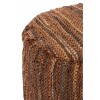 Pouf Ethnique Cuir Marron