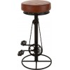 Tabouret De Bar Velo Metal/Cuir Noir/Marron