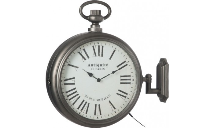 Horloge Antique 2 Cotes Led Metal Gris