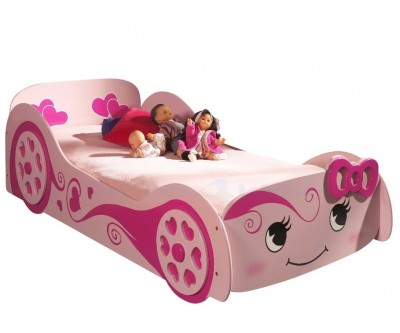 Lit enfant voiture fille rose violette PAPILLON