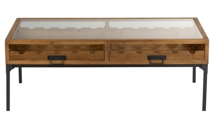 Table Basse Pour Bouteilles De Vin Bois Naturel