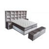 Lit box literie boxspring avec rangement complete  silver VERONIQUE